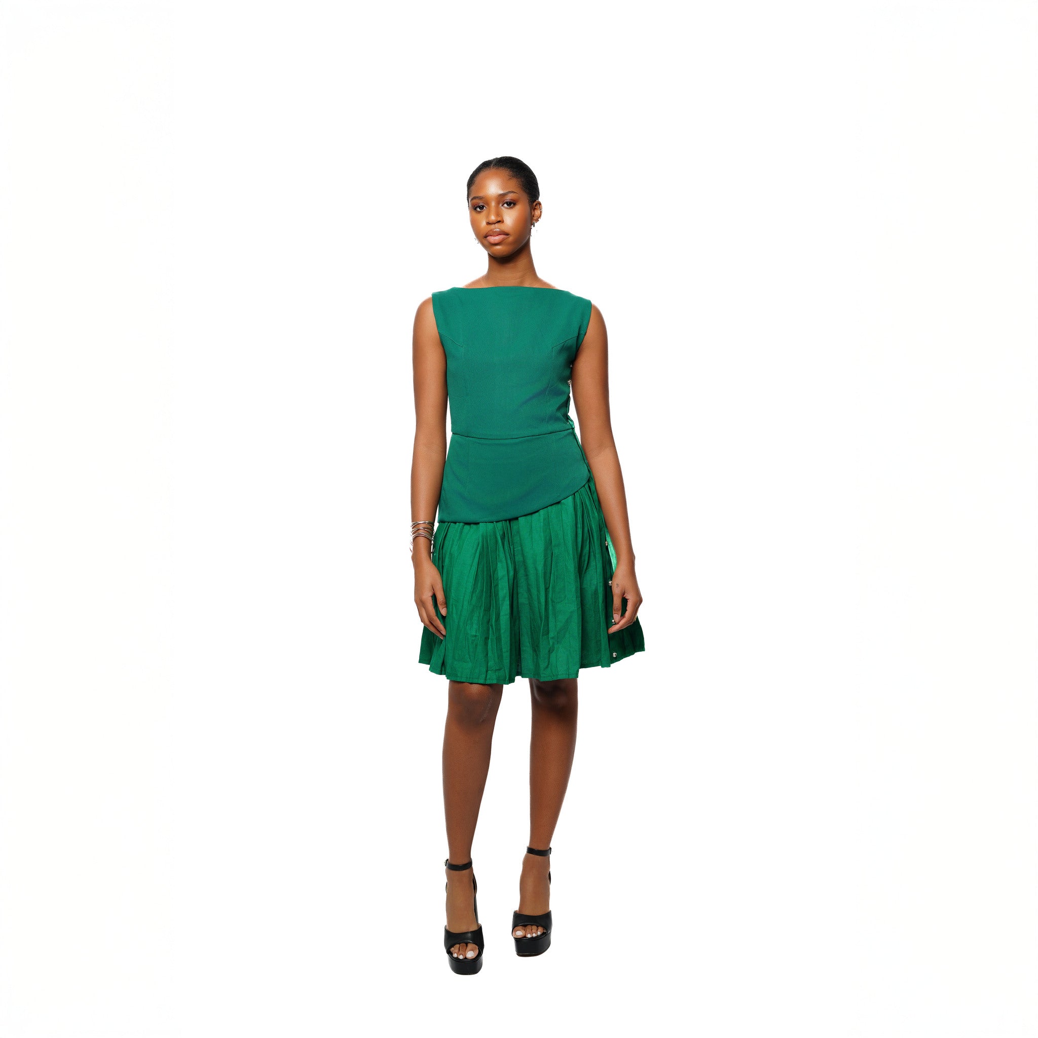 Alessia Structured Midi Dress S / Green Alessia Structured Midi Dress S / Green